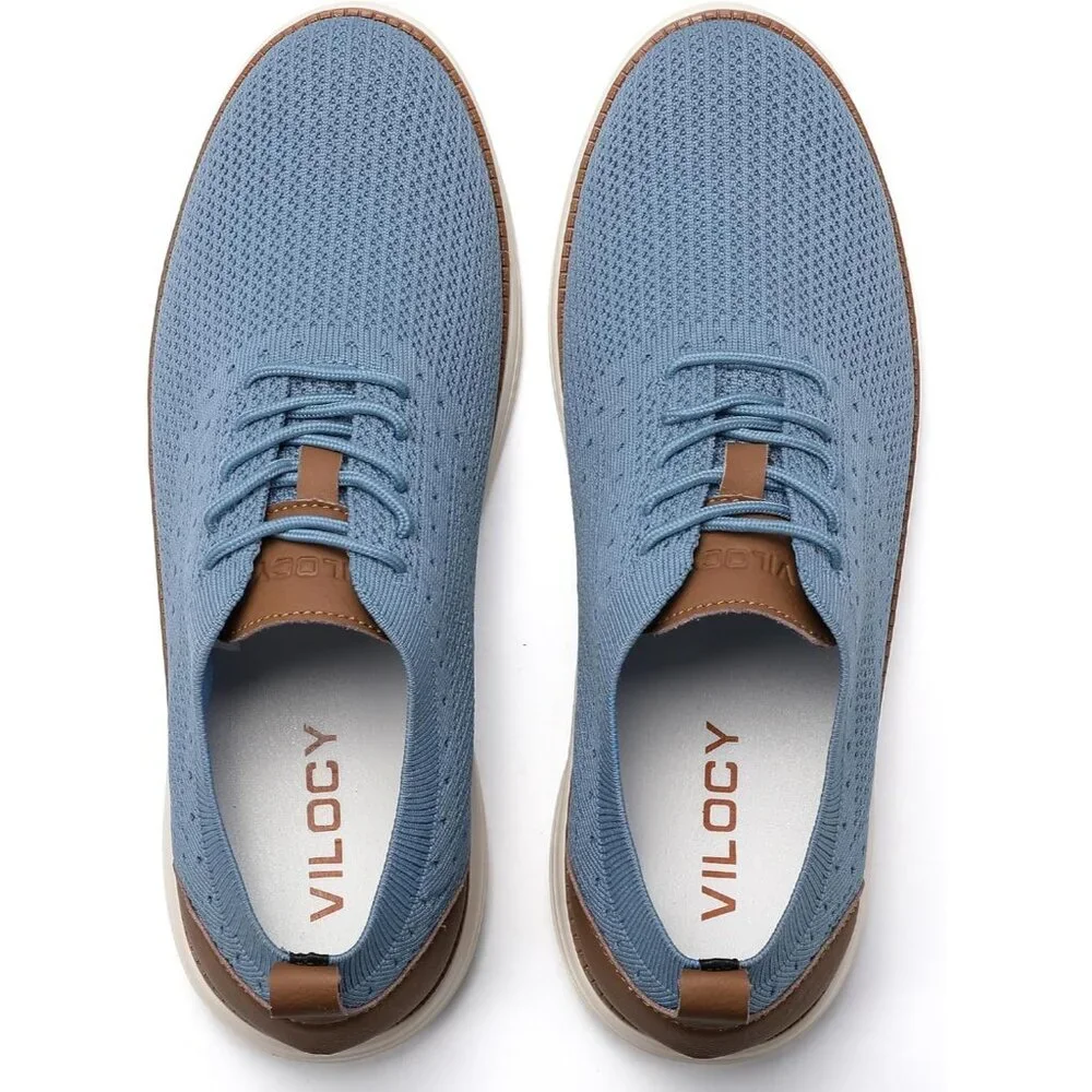⚡Men Light Blue Oxford Business Mesh Breathable Tennis Comfortable Walking Shoes